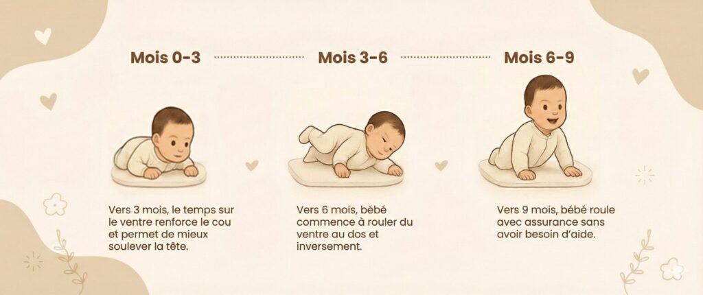 à quel âge bébé se retourne seul infographie