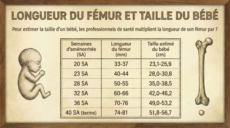 Tableau longueur fémur et taille bébé