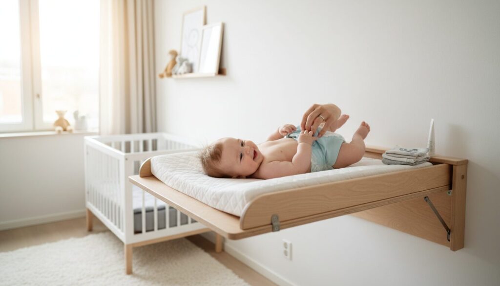 Table à langer murale compacte pour bébé
