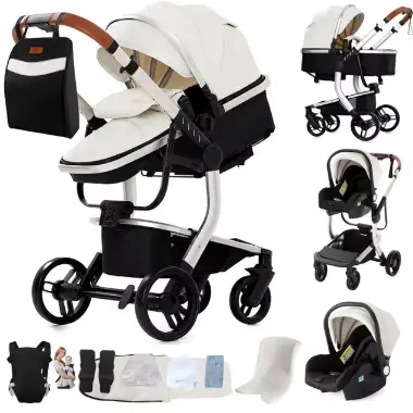 Poussette trio tout terrain Cuir de la marque Bebebloom, photo du modèle testé