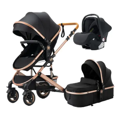 Poussette trio tout terrain Essentiel de la marque Bebebloom, photo du modèle testé