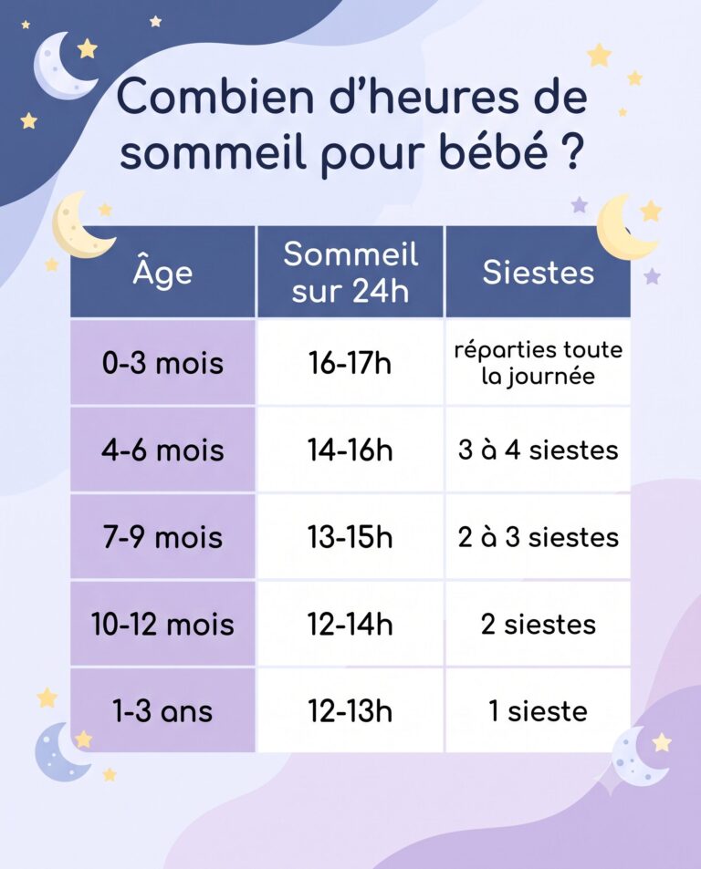 Tableau sommeil bébé par âge