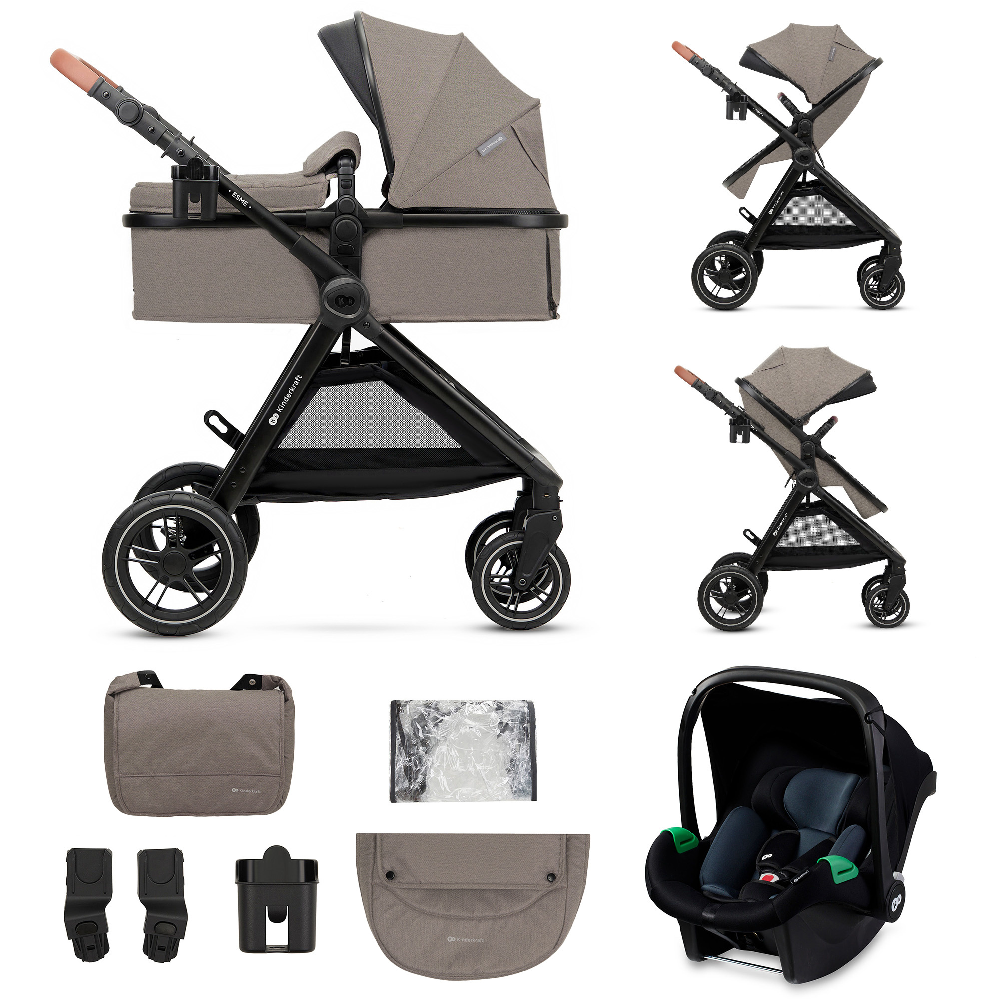 Poussette Esme Kinderkraft trio 3 en 1 avec nacelle