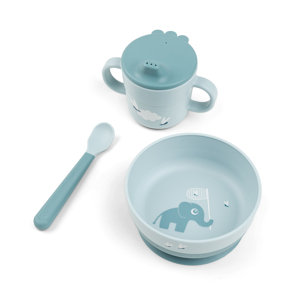 Set repas bébé à ventouse Done by Deer, motif éléphant