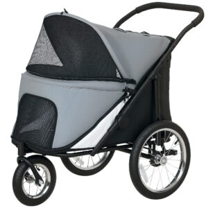 Poussette pour chien PawHut 3 roues grise pliable