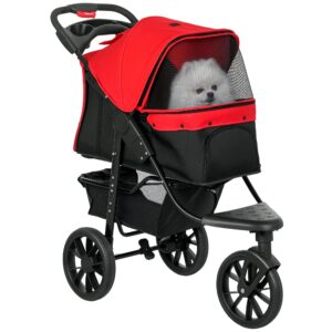 Poussette pour chien PawHut tout-terrain 3 roues pour petit gabarit